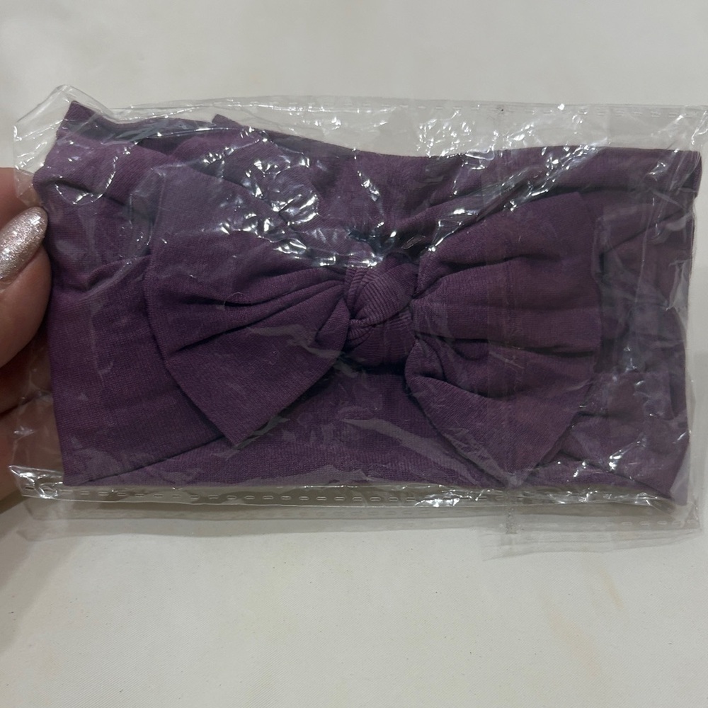 Kids Stretch Knotted Bow Headband in Purple